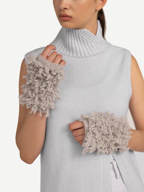 Gobi Mongolian Cashmere Loop-stitch Cashmere Fingerless Gloves In Chateau Gray