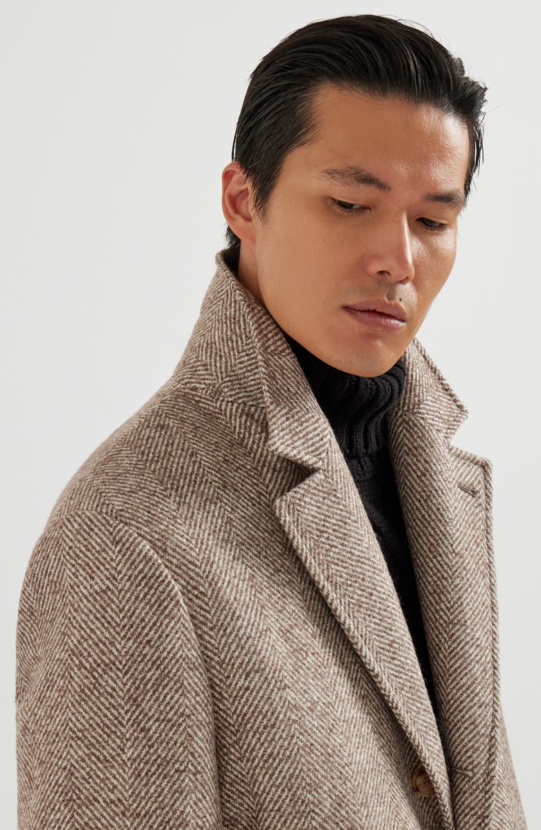 Brunello Cucinelli Chevron coat, Alternate, color, Light Brown