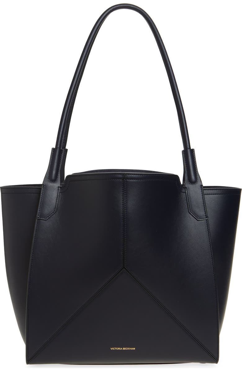 Victoria Beckham Small Victoria Leather Tote, Main, color, Navy