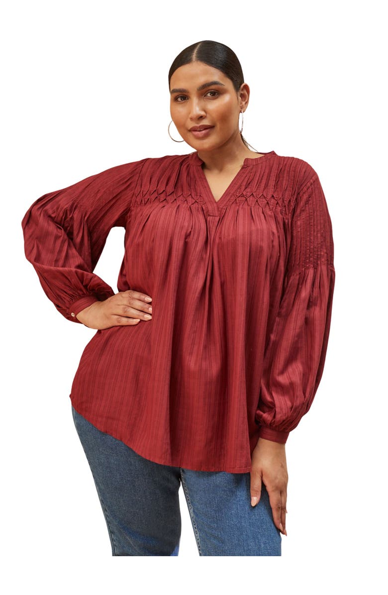 Live Unlimited Long Sleeve Pintuck Blouse, Alternate, color, Oxblood