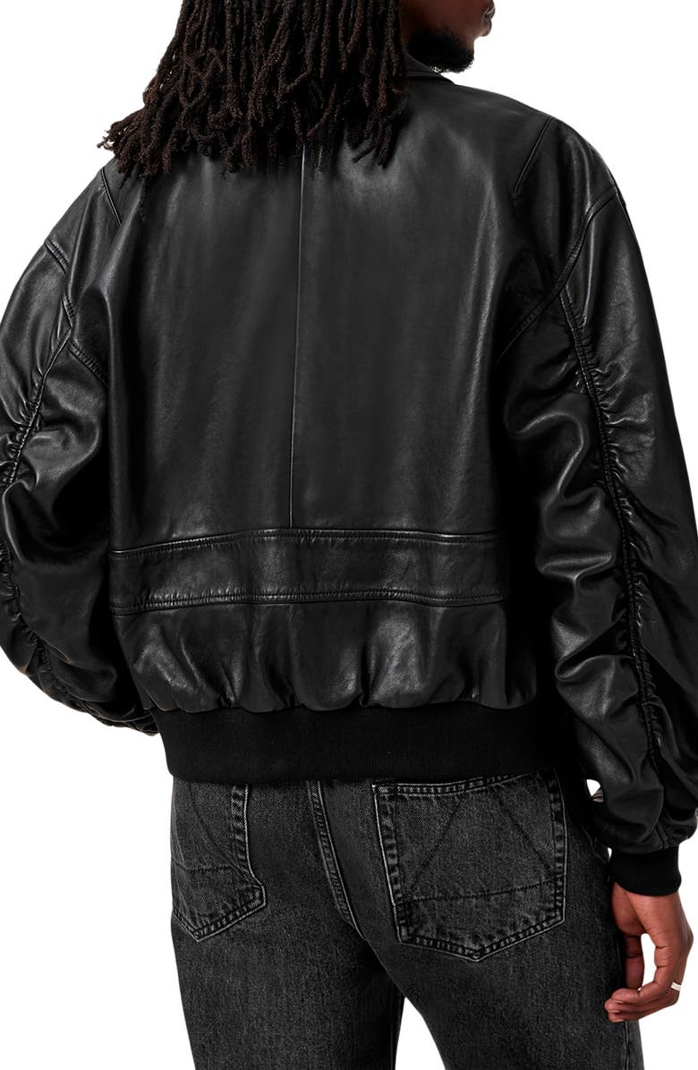 AllSaints Marco Leather Bomber Jacket, Alternate, color, Vintage Black
