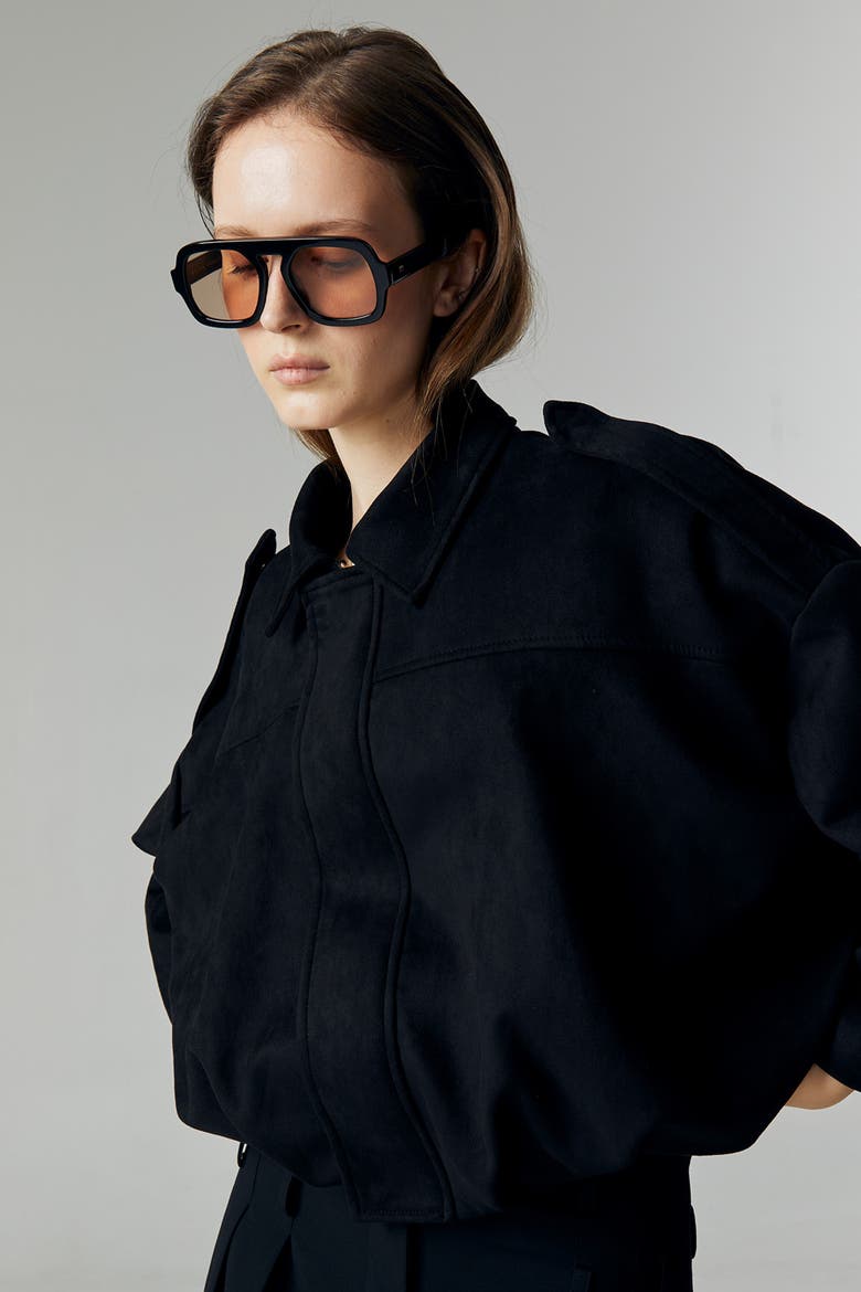 Qiana Suede Jacket, Alternate, color, Black