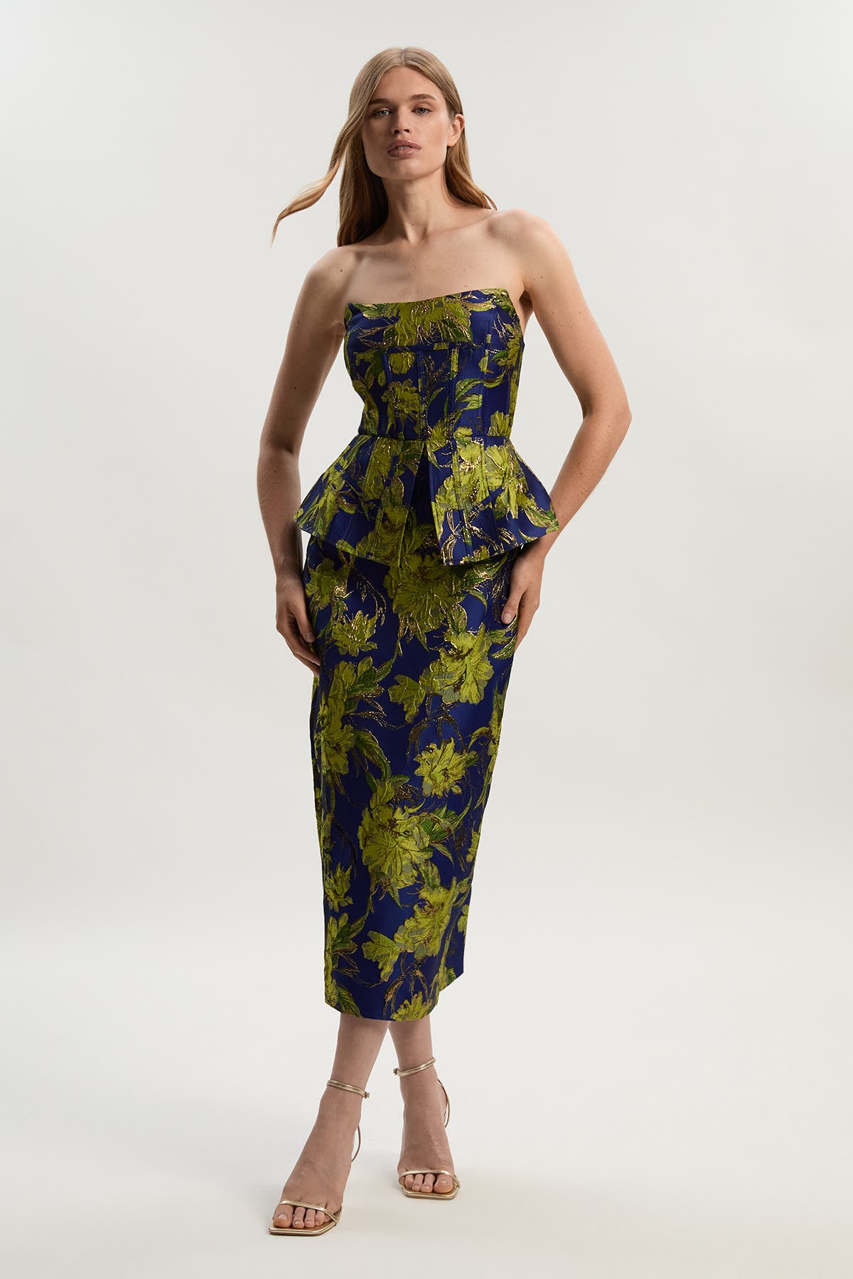 Karen Millen Petite Floral Jacquard Midi Pencil Dress (Women