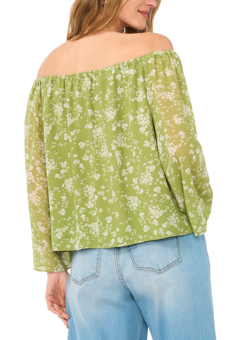 Print Off the Shoulder Top, Alternate, color, GRASSHOPPER GREEN