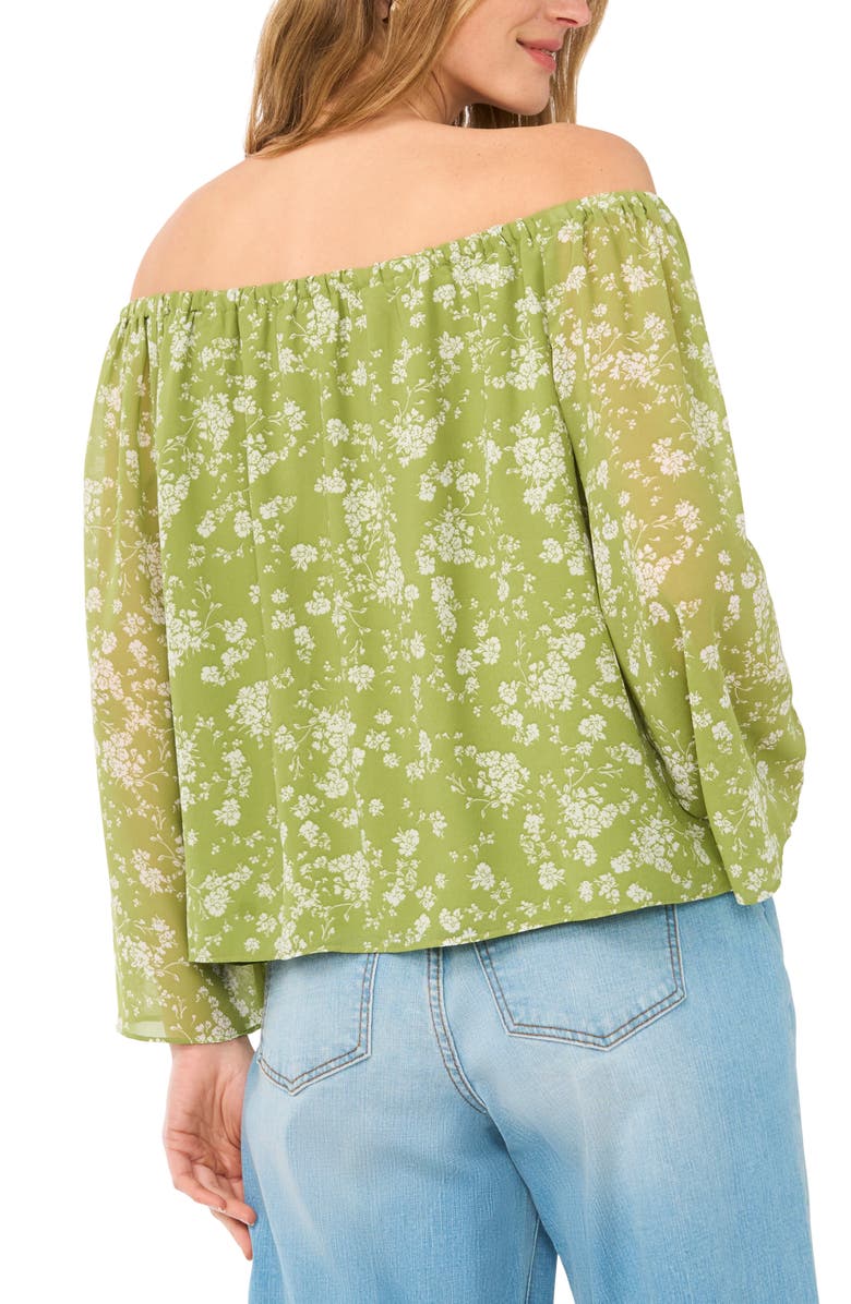 1.STATE Print Off the Shoulder Top, Alternate, color, Grasshopper Green