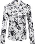 L'AGENCE Tyler Floral Print Woven Silk Shirt