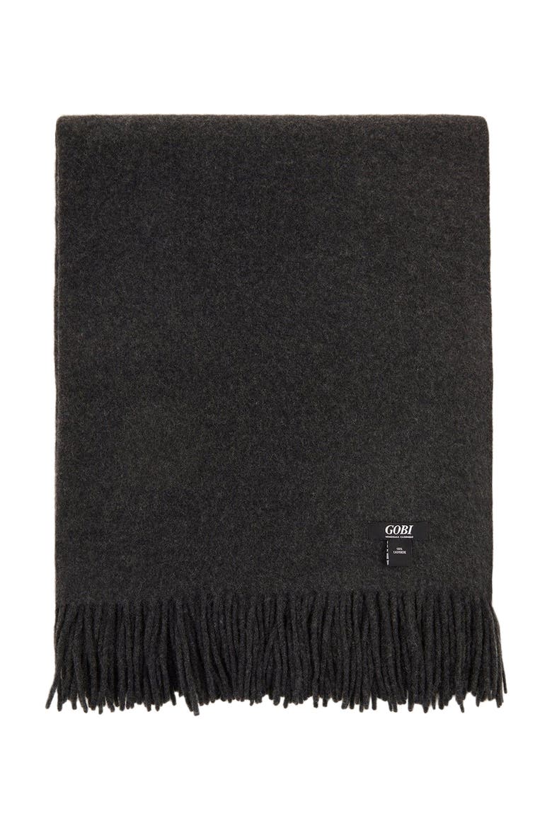 Large Blanket With Fringe, Alternate, color, charcoal