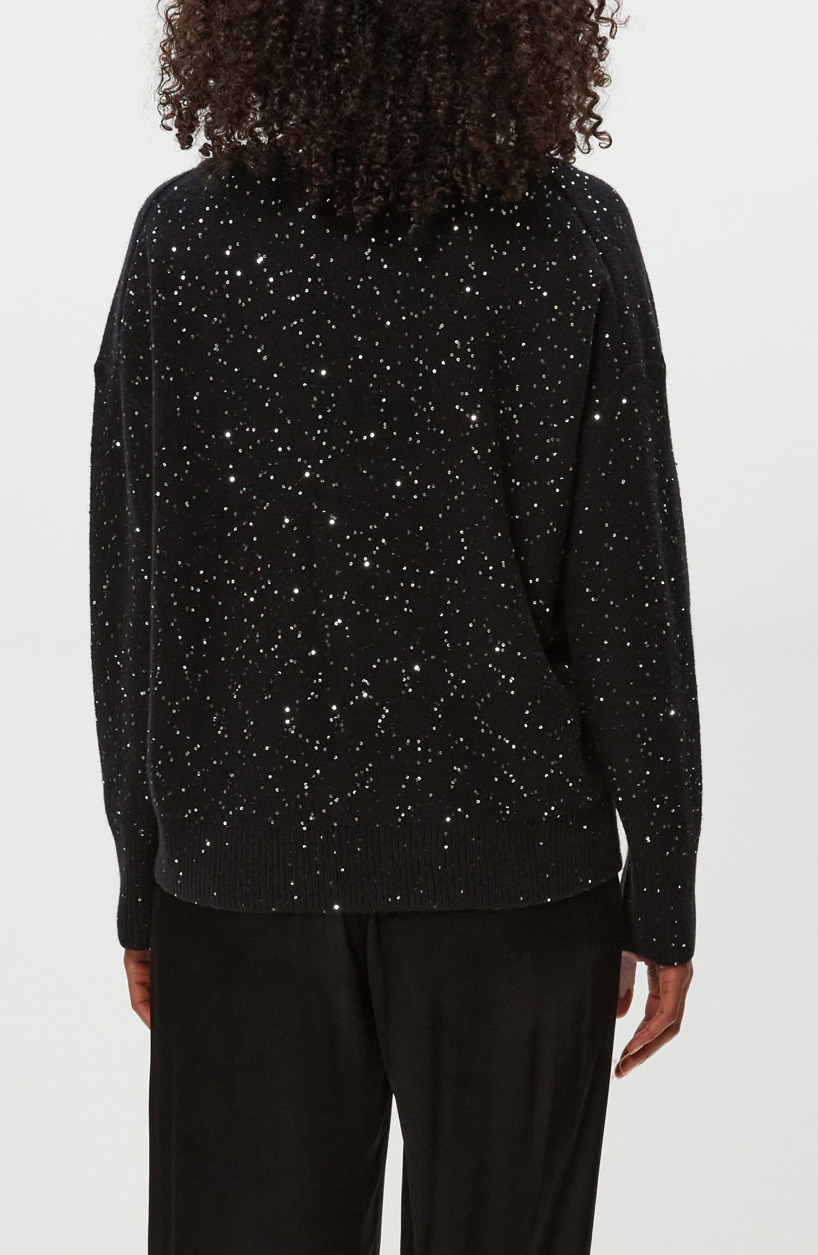 Frances Sequin Embellished V-Neck Sweater - image 2