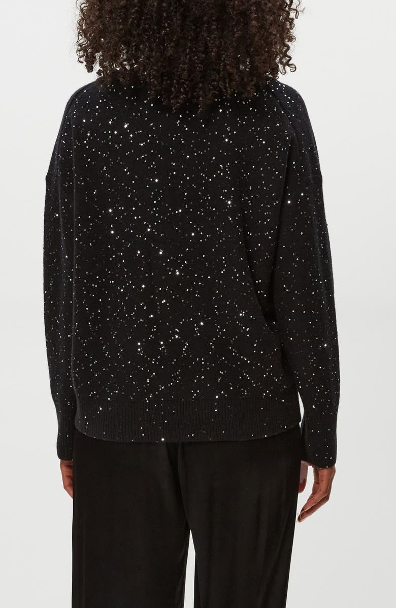 Michael Stars Frances Sequin Embellished V-Neck Sweater, Alternate, color, Black