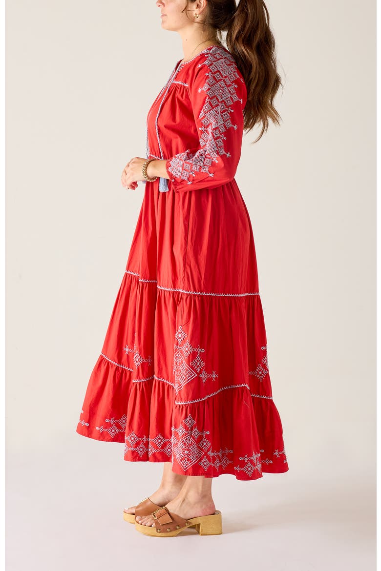 Pego Embroidered Dress, Alternate, color, Cinnabar/Blue