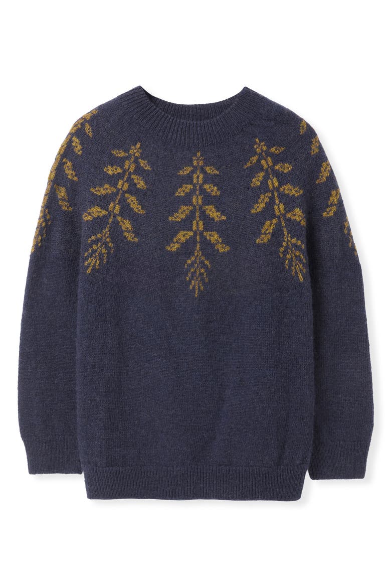 Botanical Fair Isle Sweater, Alternate, color, Navy / Olive