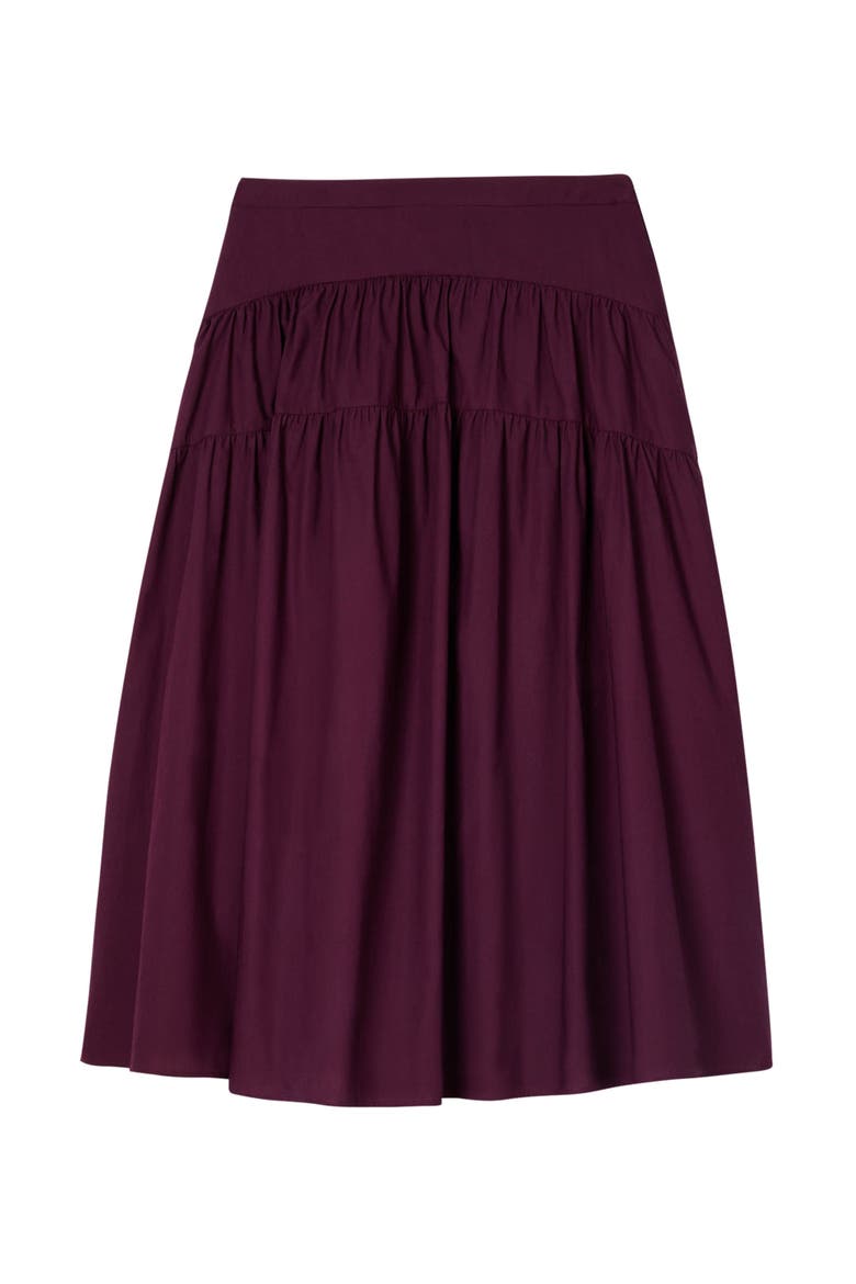 Tier Hem Cotton Skirt, Alternate, color, Plum