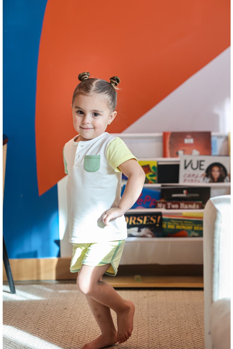 Kids' Sunshine Rainbows Top & Shorts Set, Alternate, color, SAGE