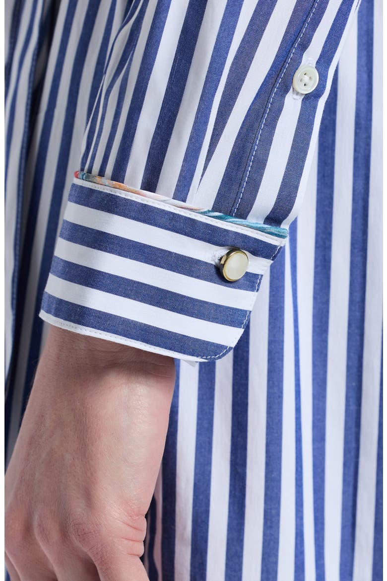Leona Stripe Long Sleeve Midi Shirtdress, Alternate, color, NAVY