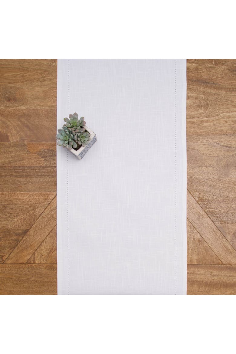 Hemstitch Solid White Everyday Runner 72" x 14", Alternate, color, White