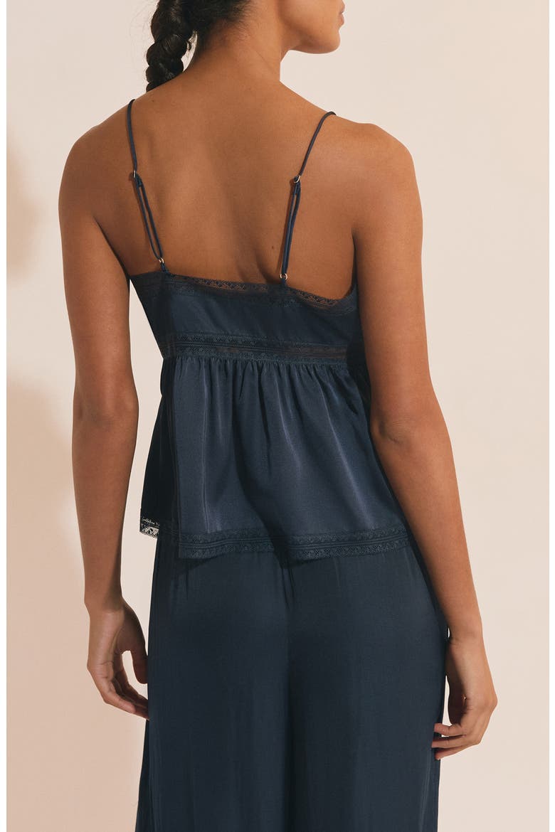 Noreen Tie Front Pajama Camisole, Alternate, color, NIGHT BLUE
