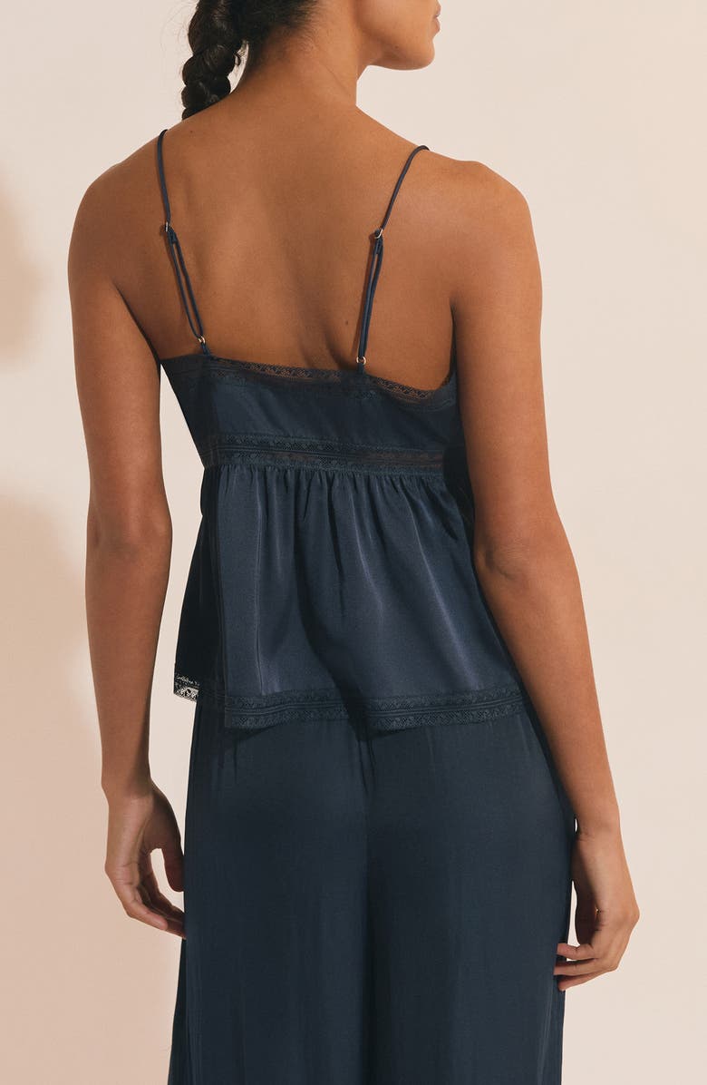 Etam Noreen Tie Front Pajama Camisole, Alternate, color, Night Blue