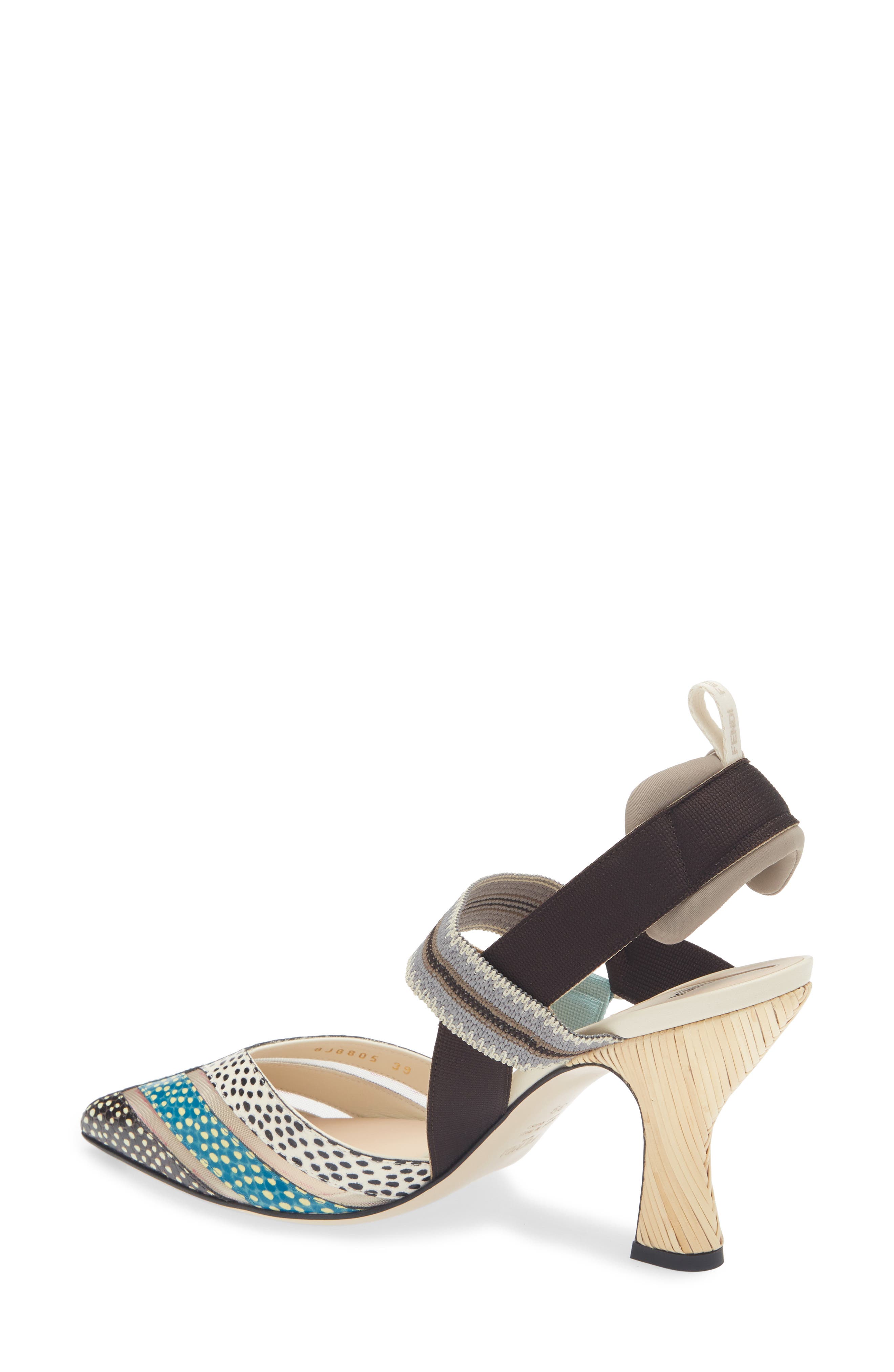 Fendi Colibri Slingback Pump, Alternate, color, White Multi