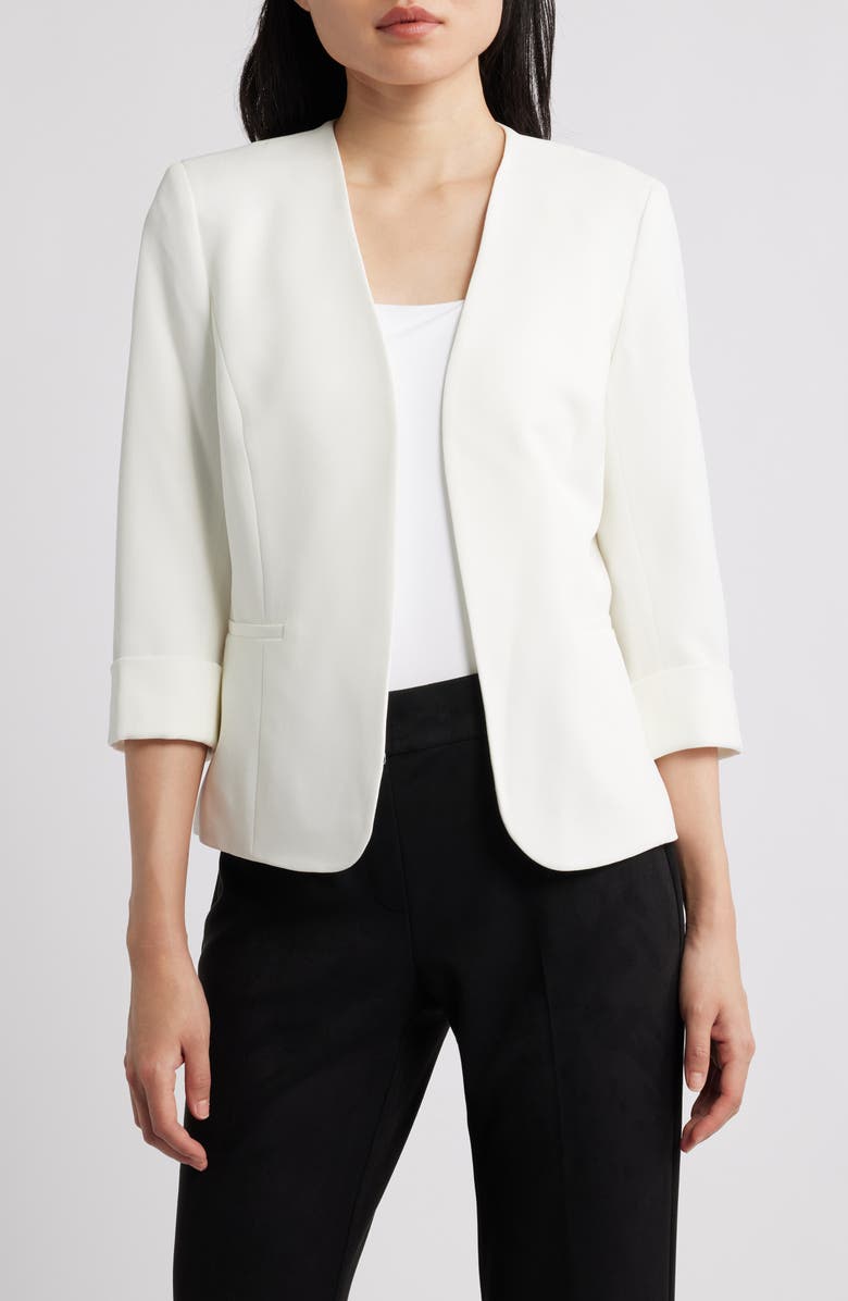 KASPER Stretch Crepe Blazer, Main, color, Vanilla Ice