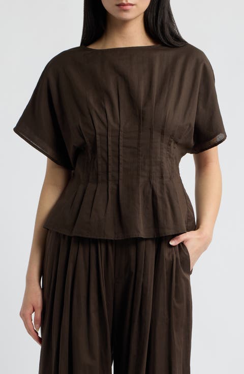 Simone Pleated Linen Blend Blouse