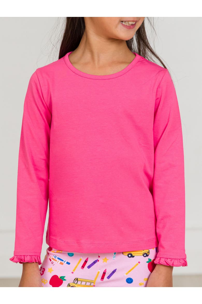 Knit Long Sleeve Ruffle Layering Tee, Alternate, color, Hot Pink