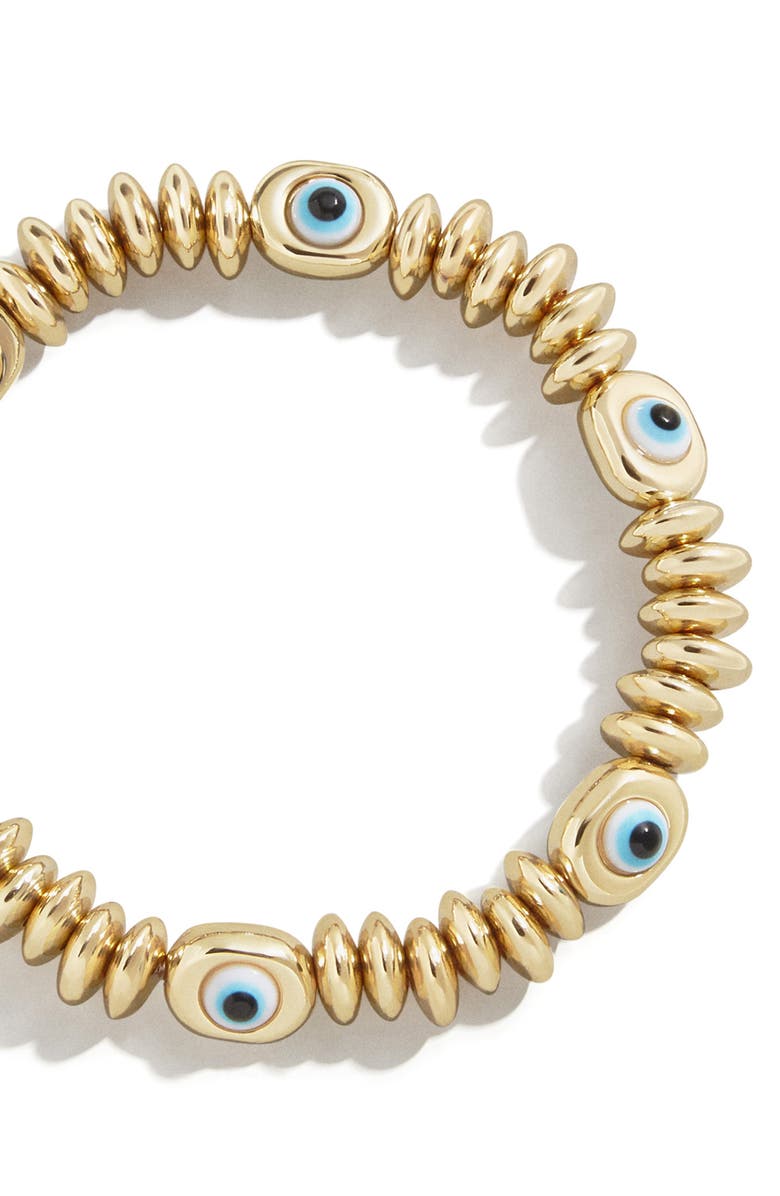 BaubleBar Evil Eye Stretch Bracelet, Alternate, color, Gold