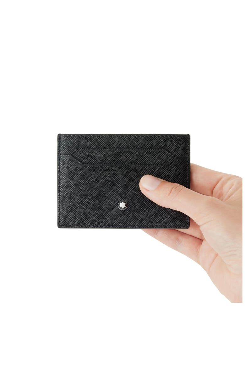 Sartorial Leather Card Holder, Alternate, color, BLACK
