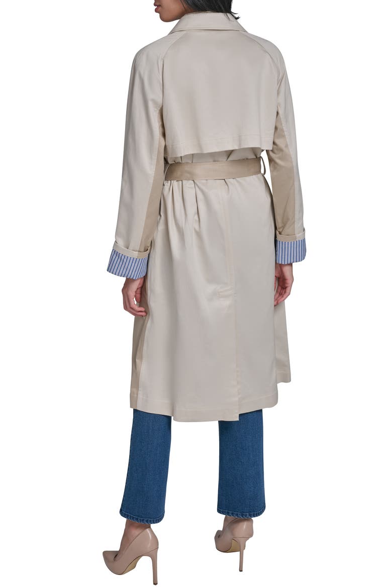 Two-Tone Cotton Blend Trench Coat, Alternate, color, BISQUE
