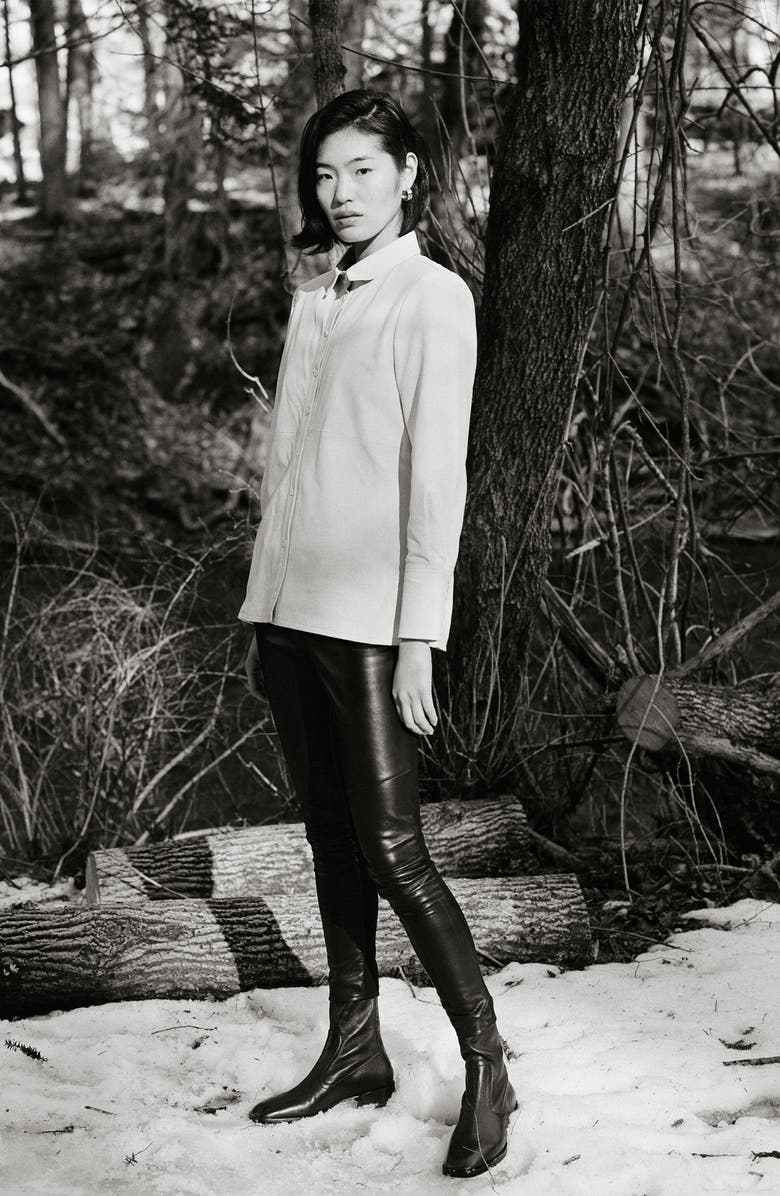 AS by DF Cindy Recycled Leather Shirt Jacket, Alternate, color,