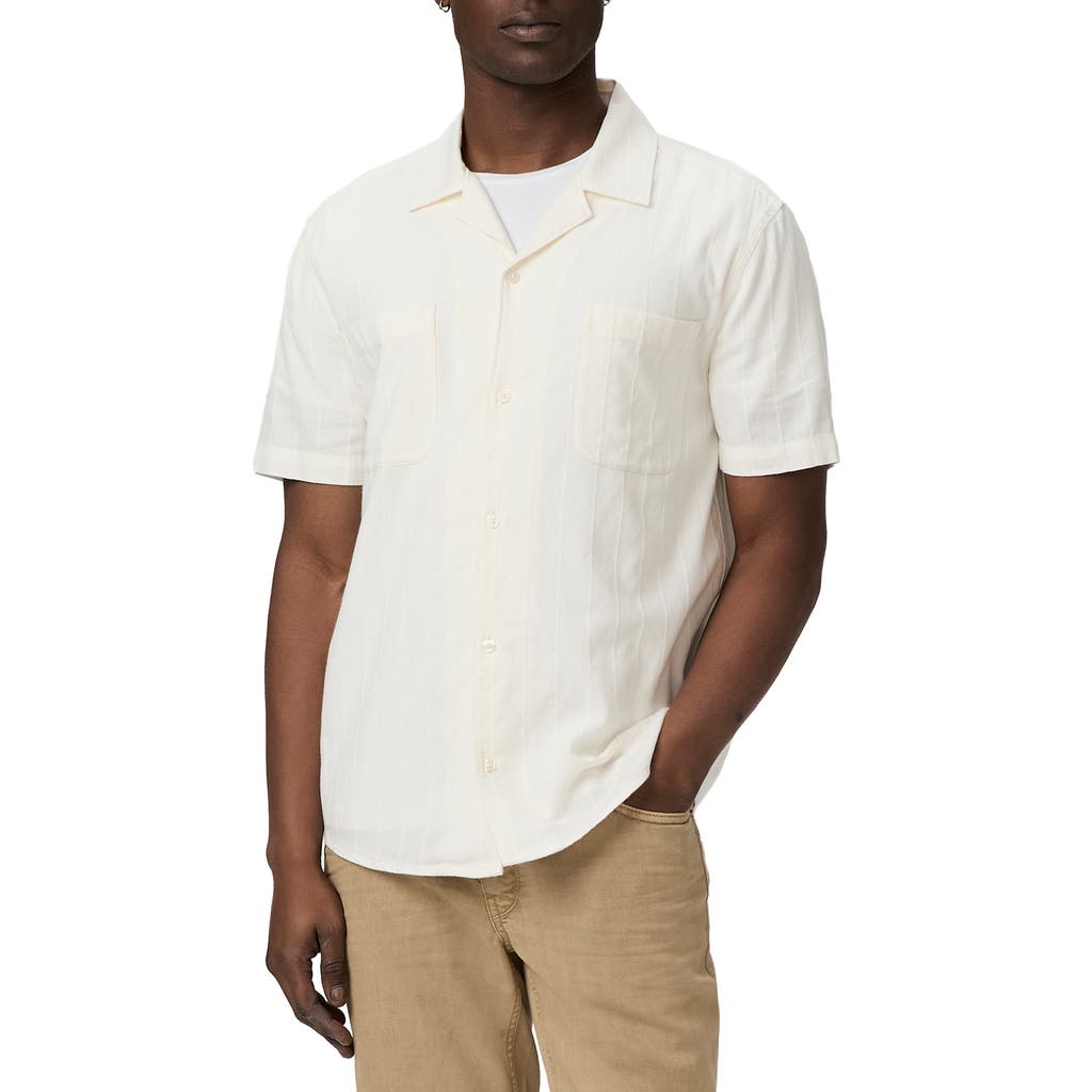 Paige Jacobson Stripe Jacquard Camp Shirt In Varnished Ivory