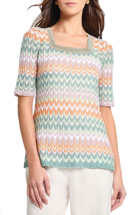 Pointelle Zigzag Knit Tunic
