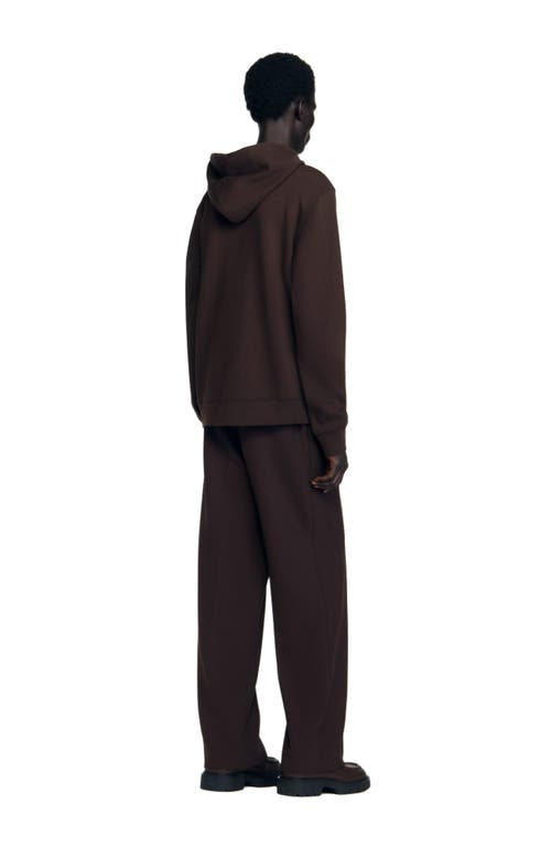 Sandro Logo Hoodie In Brown