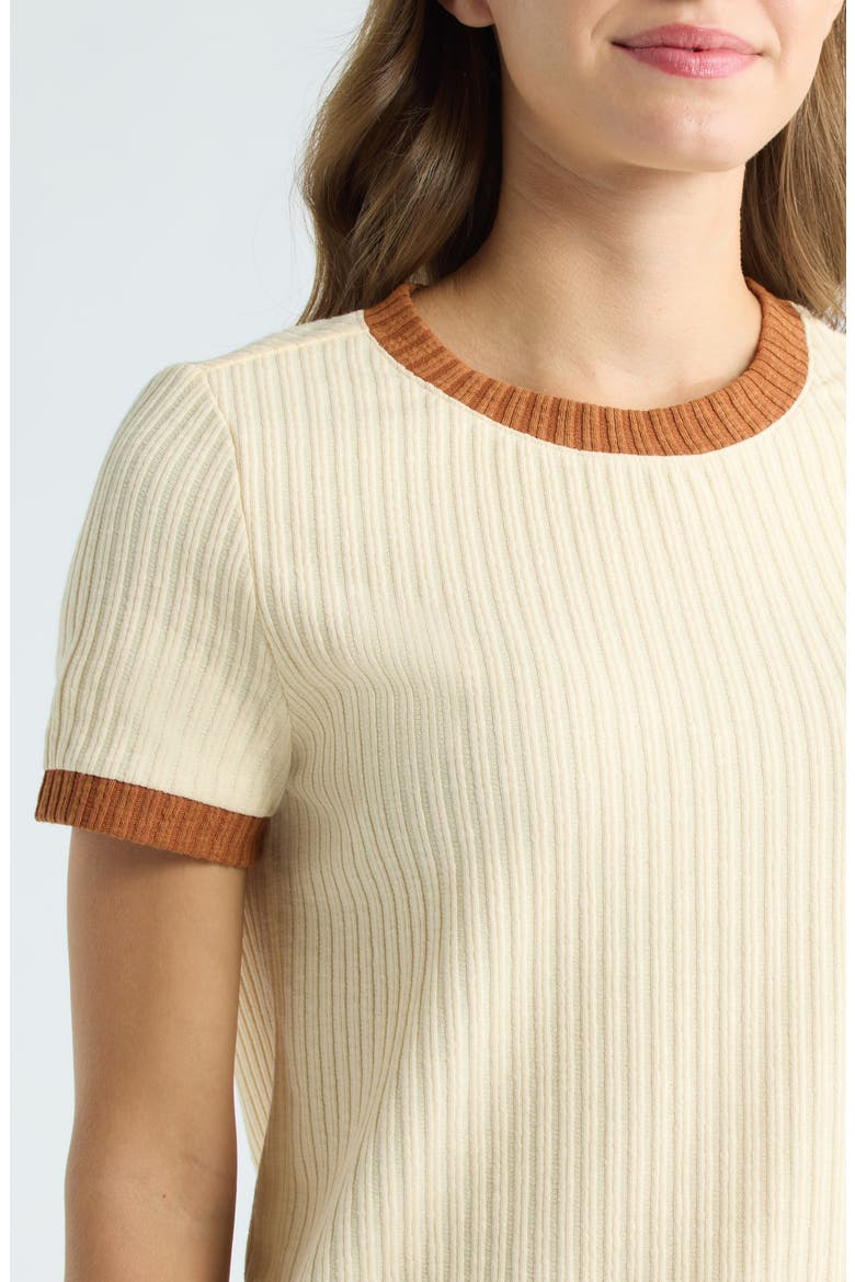 Ribbed Crewneck Ringer T-Shirt, Alternate, color, ARCADIAN IVORY SIERRA