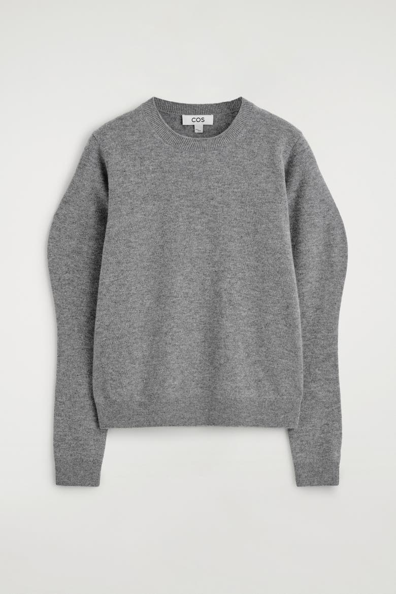 Balloon-sleeve Merino Wool Sweater, Alternate, color, GRAY