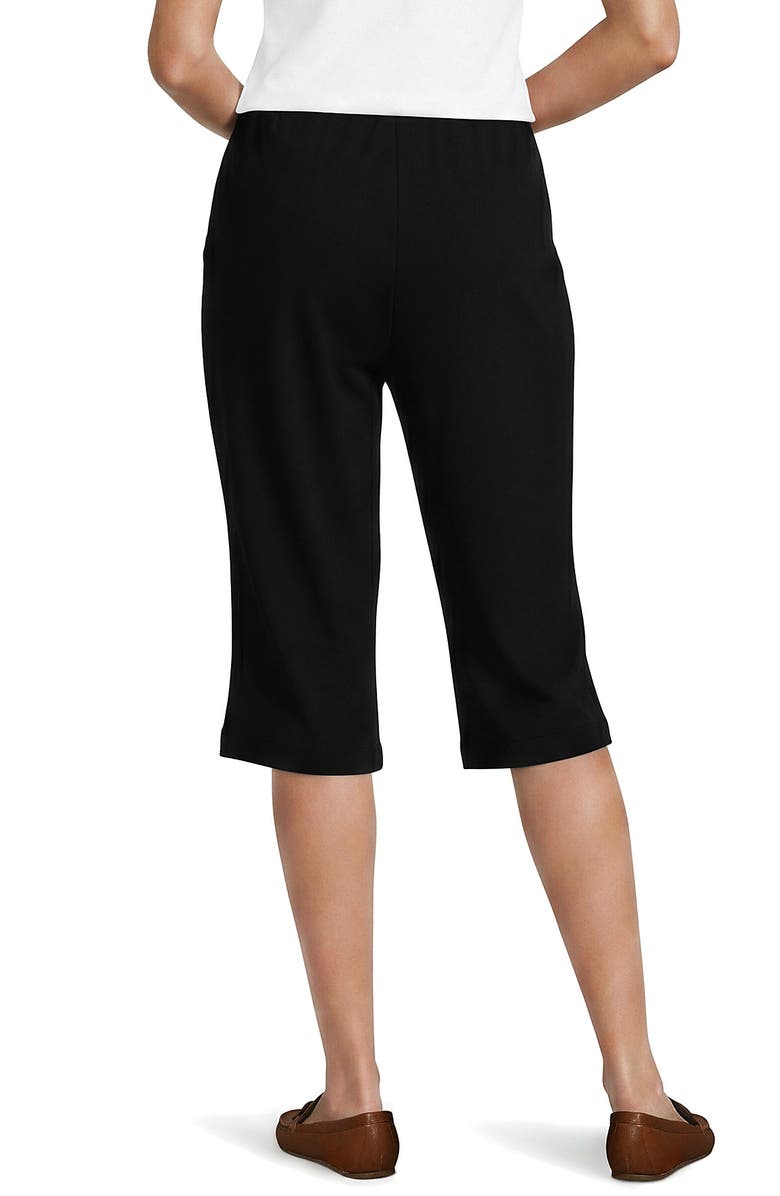 Lands' End Sport Knit High Rise Elastic Waist Capri Pants, Alternate, color, Black