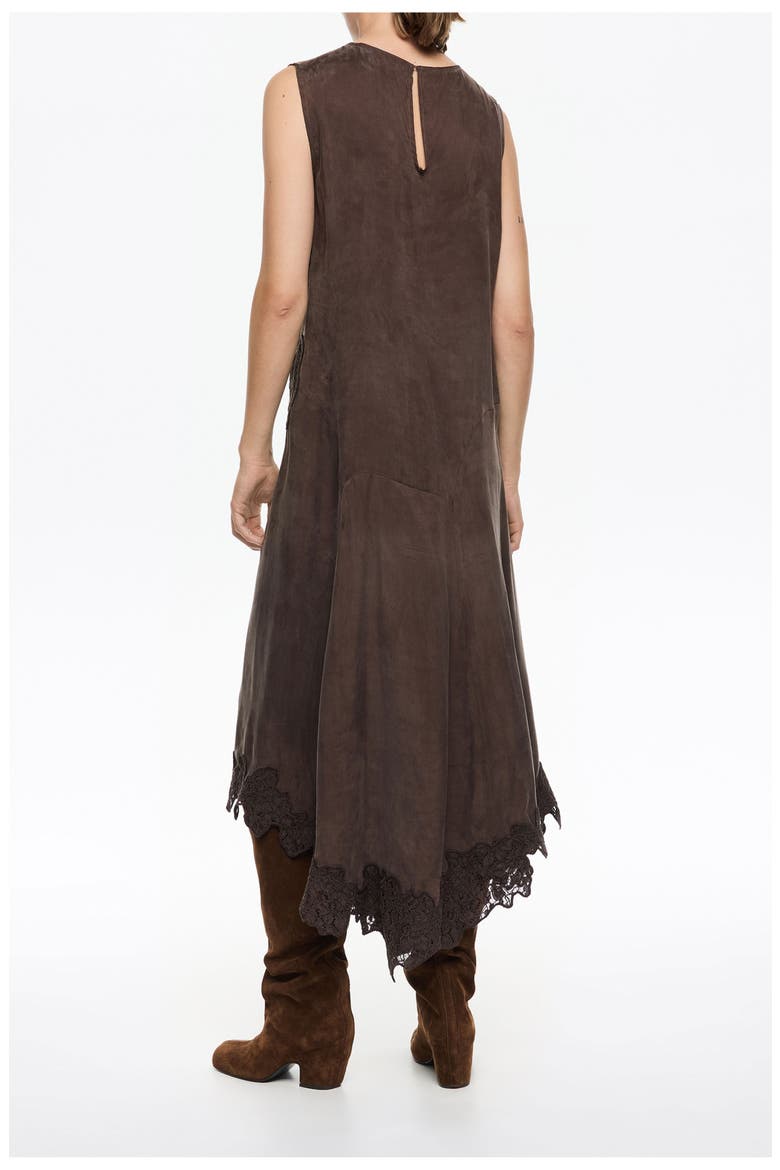 Lace Sleeveless Dress, Alternate, color, DARK BROWN