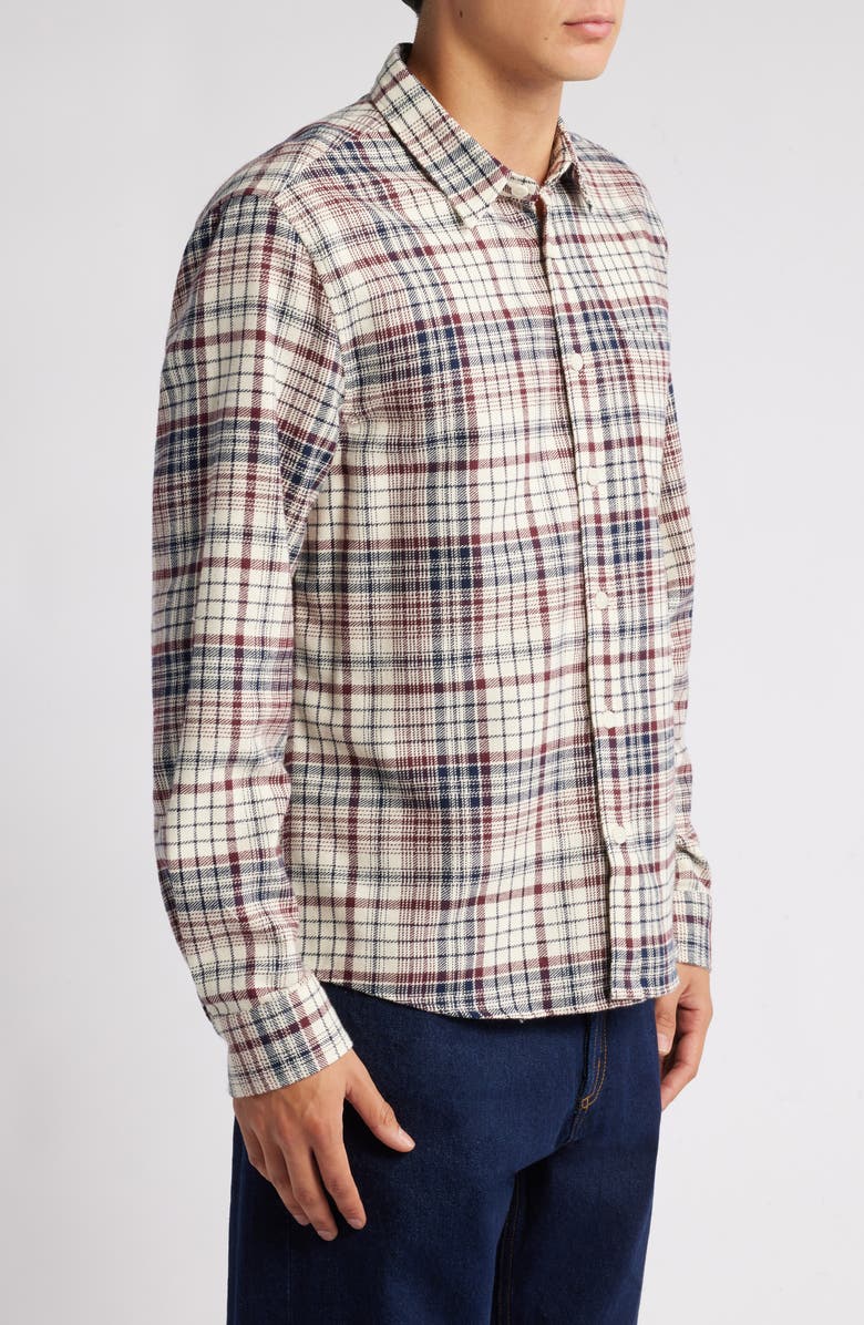 Wax London Shelly Plaid Flannel Button-Up Shirt, Alternate, color, Navy / Red