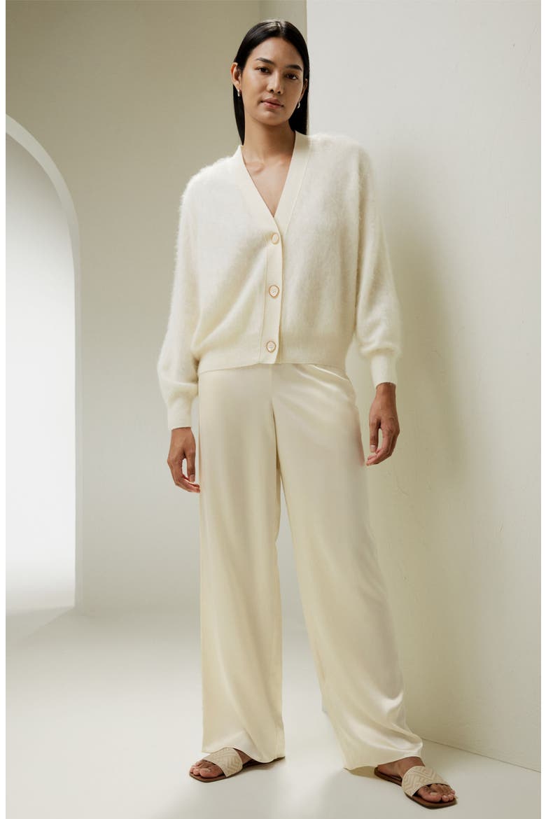 Women's Hestia Button Front  V-Neck Cardigan, Alternate, color, White