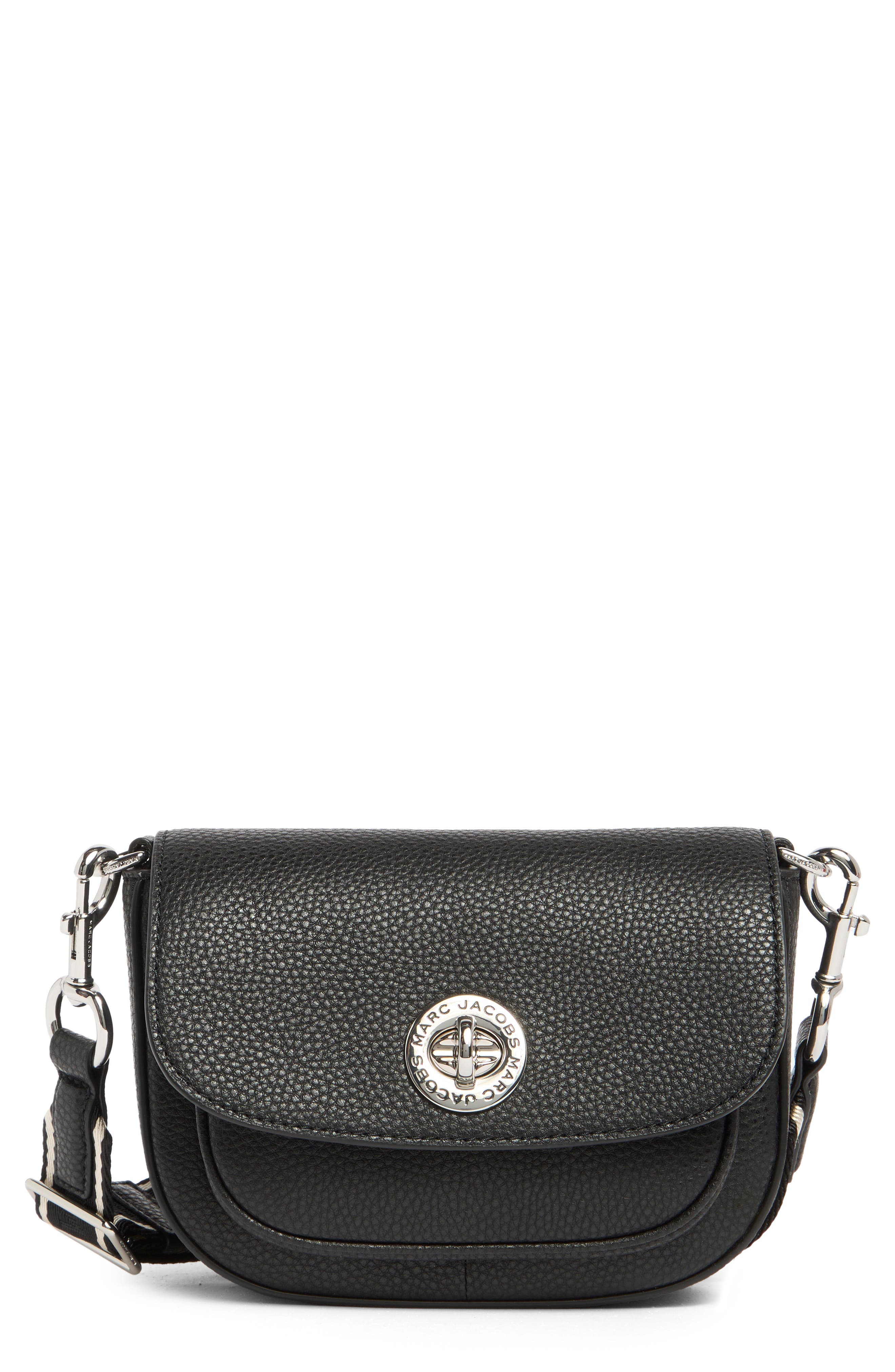 Marc Jacobs Signet Turn Lock Leather Saddle Bag, Main, color, 