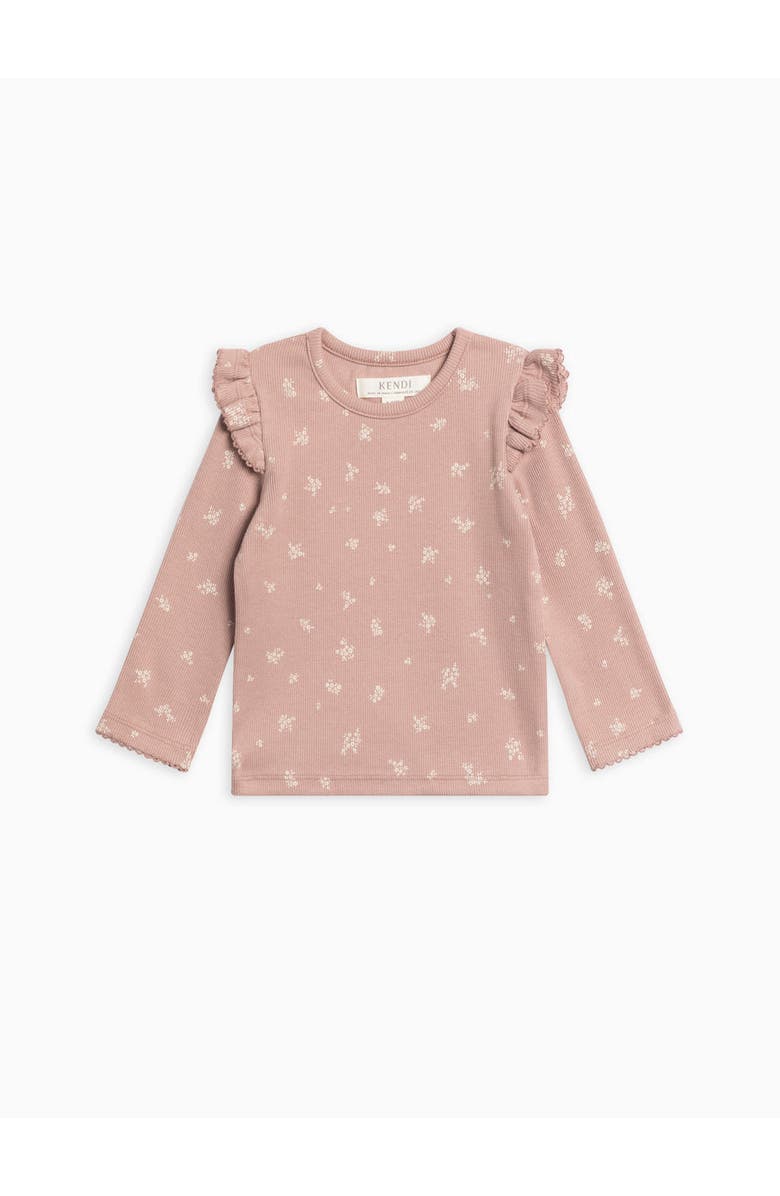 Kendi Rina Ribbed Ruffle Top, Alternate, color, Amaya Floral / Mauve