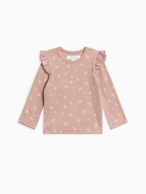 Kendi Rina Ribbed Ruffle Top In Neutral