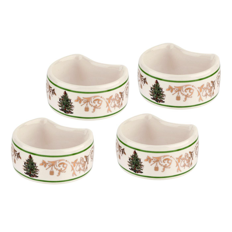 Christmas Tree Gold Set of 4 Napkin Rings,2.75"