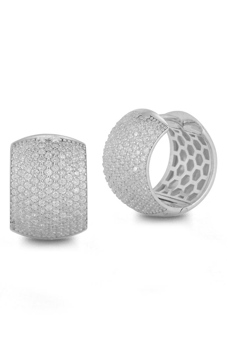 CHLOE AND MADISON Sterling Silver Cunky Pavé CZ Hoop Earrings, Main, color,