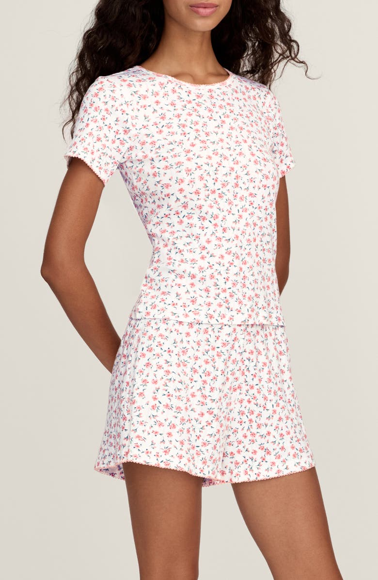 Petite Plume Pima Cotton Pointelle T-Shirt, Alternate, color, Pink