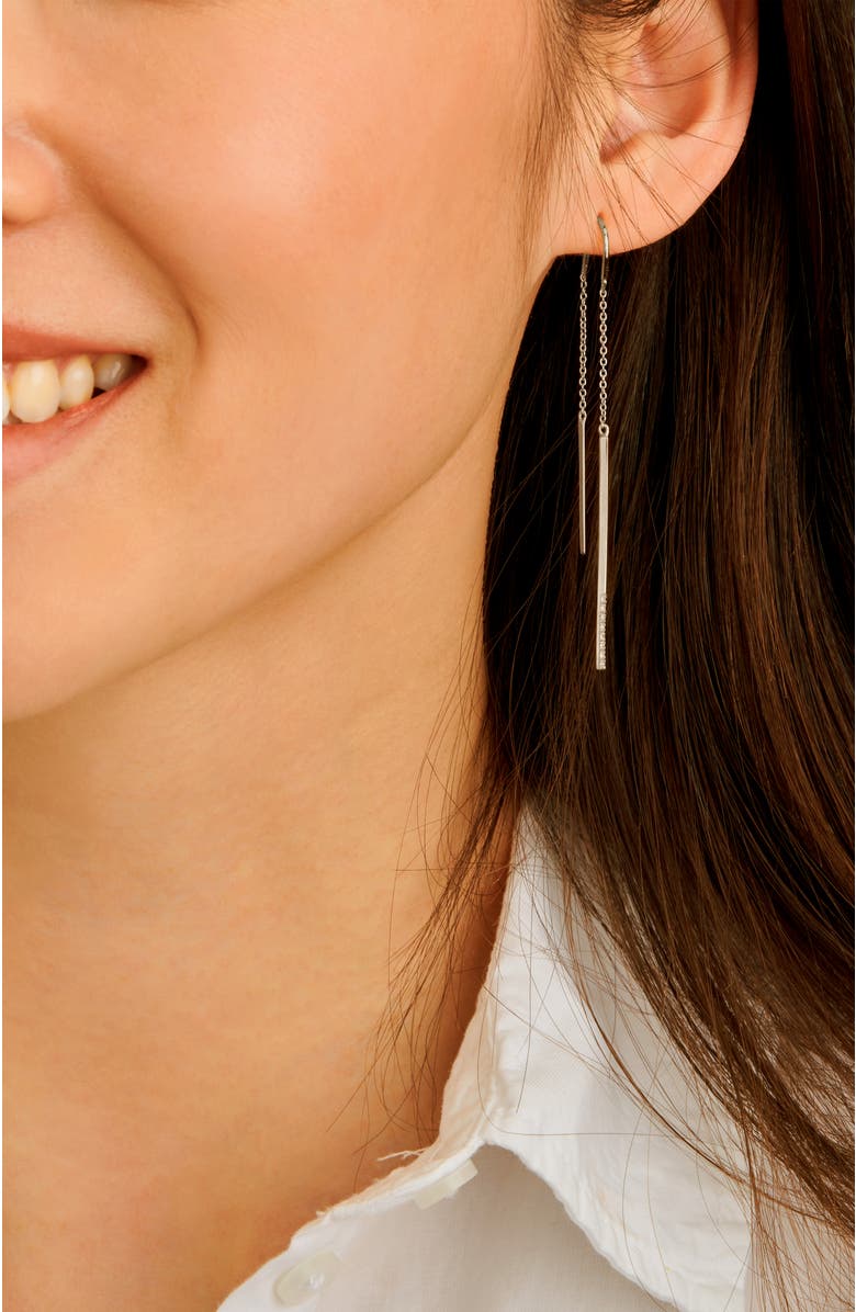 DPT Antwerp Double Linea Earrings, Alternate, color, White Rhodium