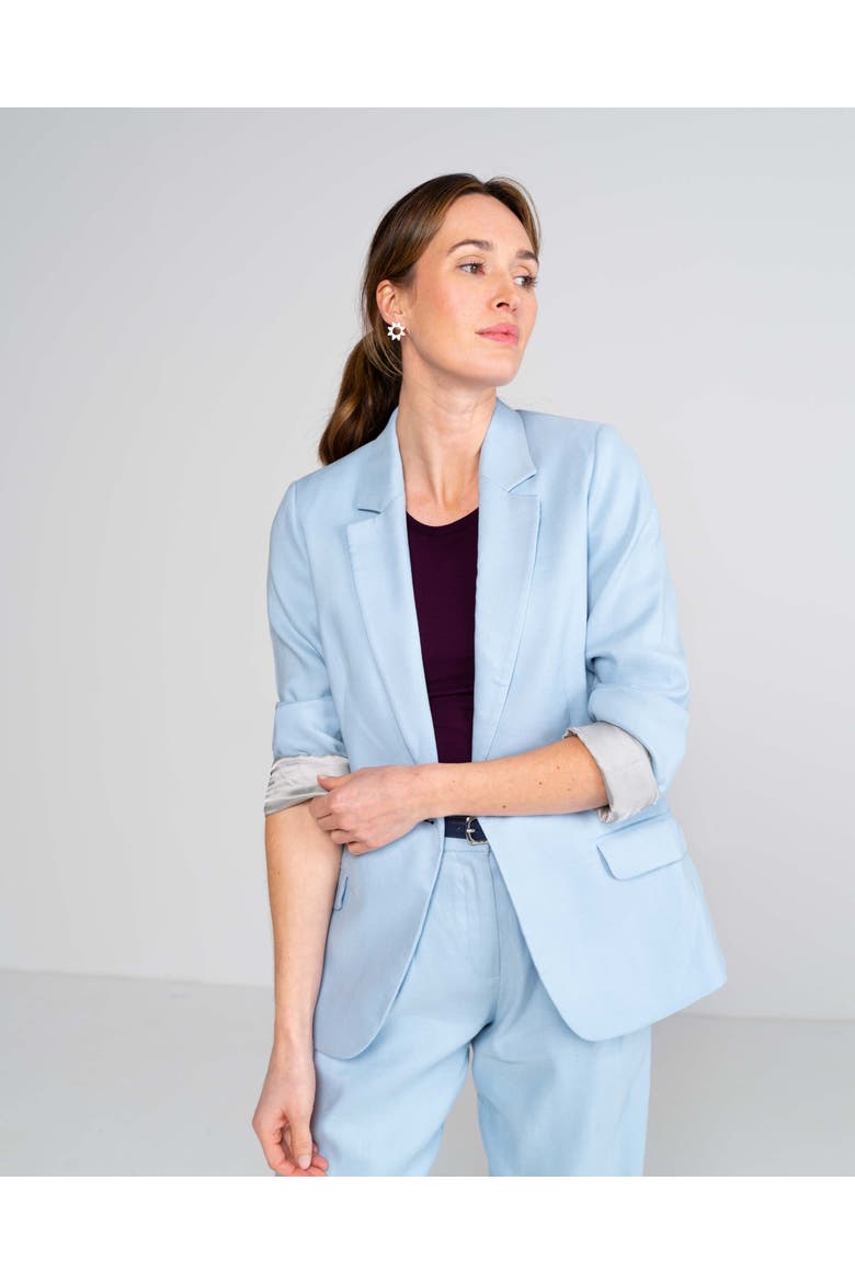 Iona Linen Blazer, Main, color, Powder Blue