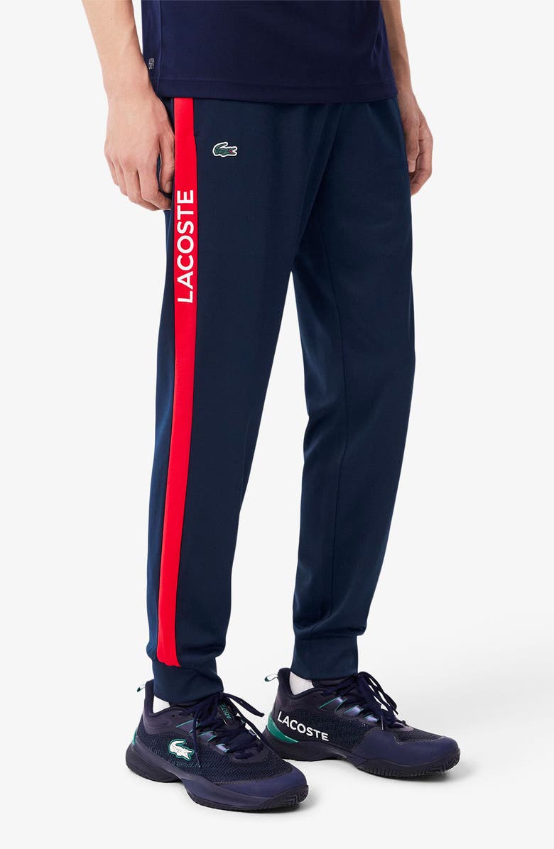 Lacoste Side Stripe Track Pants, Main, color, Navy Blue/ Grenadine
