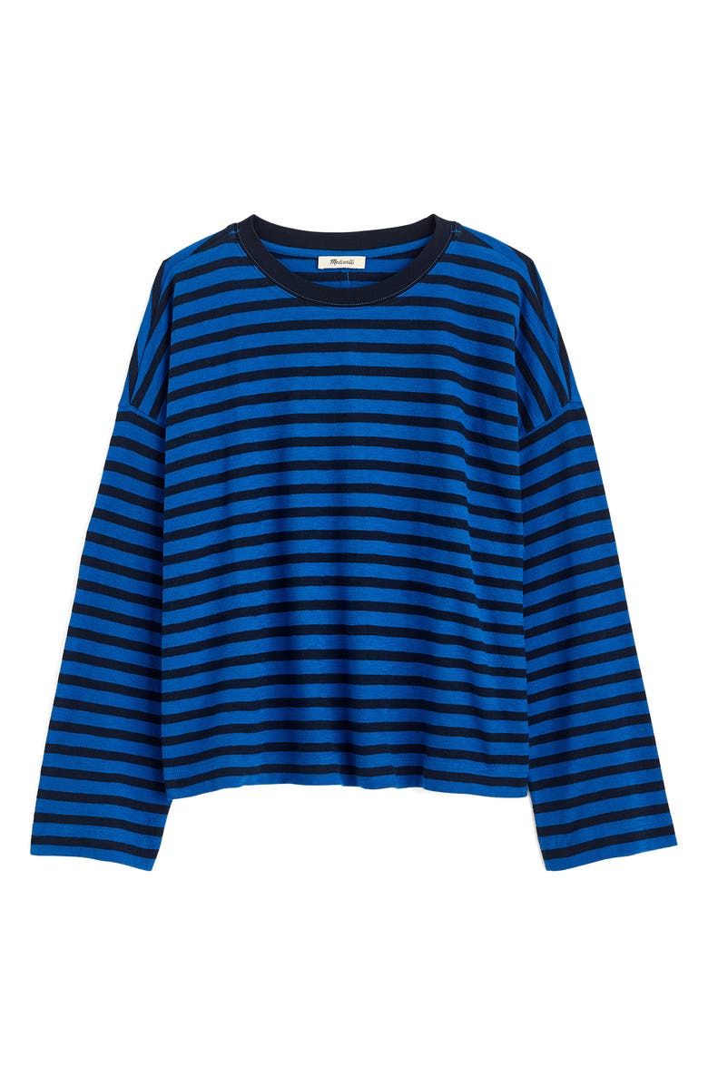 Madewell Easy Stripe Long Sleeve Top, Alternate, color, Riveria Coast