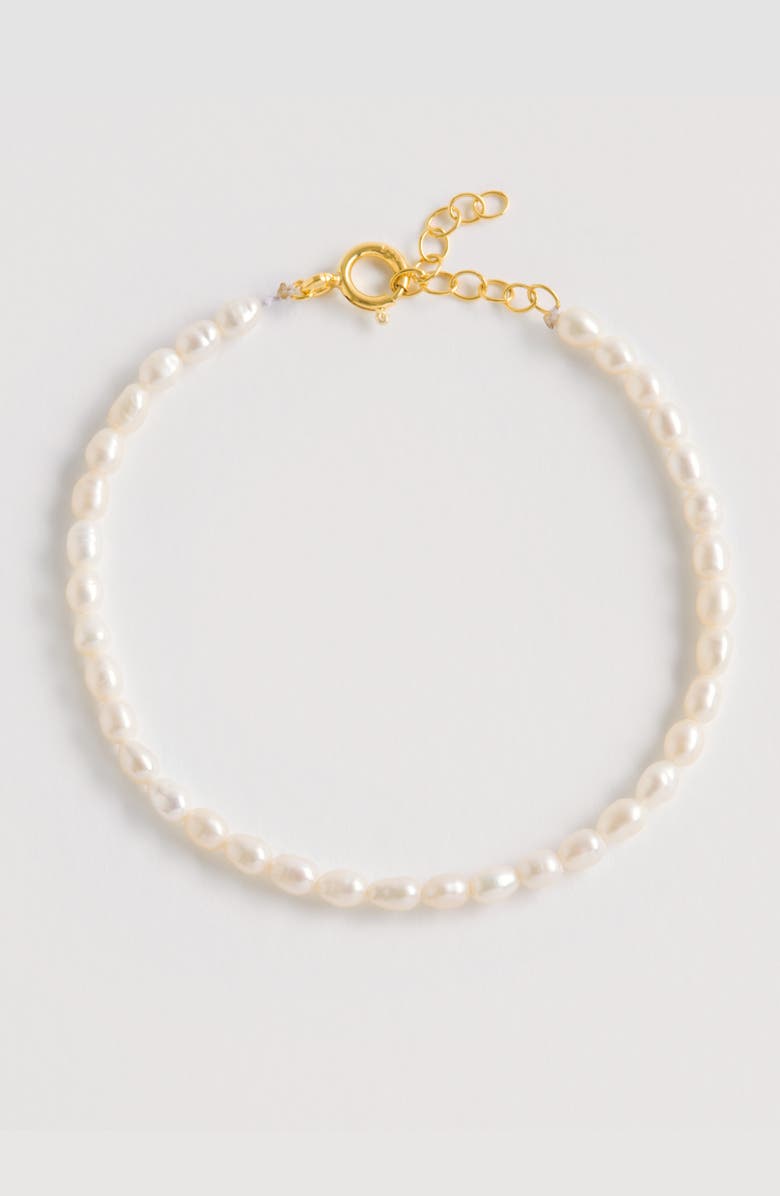 Freya Rose Rice Pearl Bracelet, Alternate, color, Gold