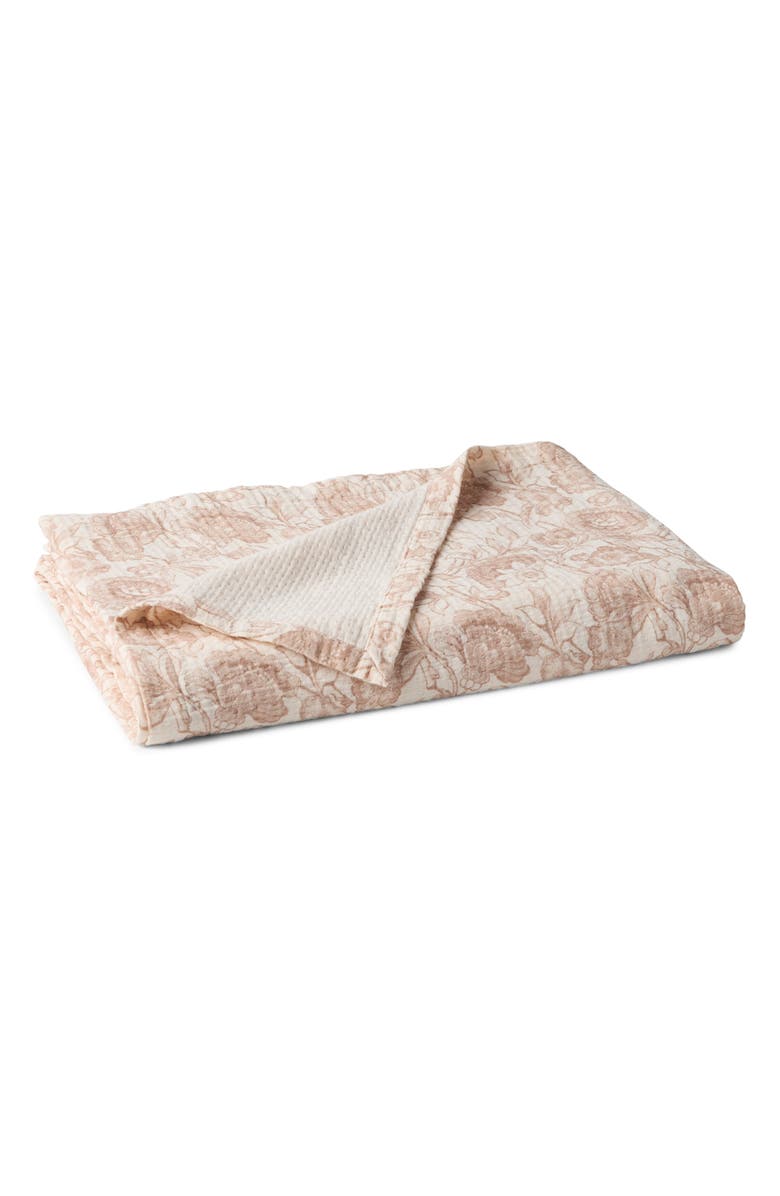 Coyuchi Balboa Organic Matelassé Print Throw, Main, color, Undyed W/ Antique Rose